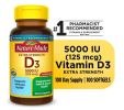 Nature Made Extra Strength Vitamin D3 5000 IU (125 mcg) Softgels, Dietary Supplement for Bone and Immune Health Support, 100 Count